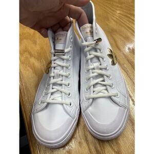 Adidas Nizza Trefoil Hi Cloud Shoes Women's 7 White Leather Lace Up High Top S64